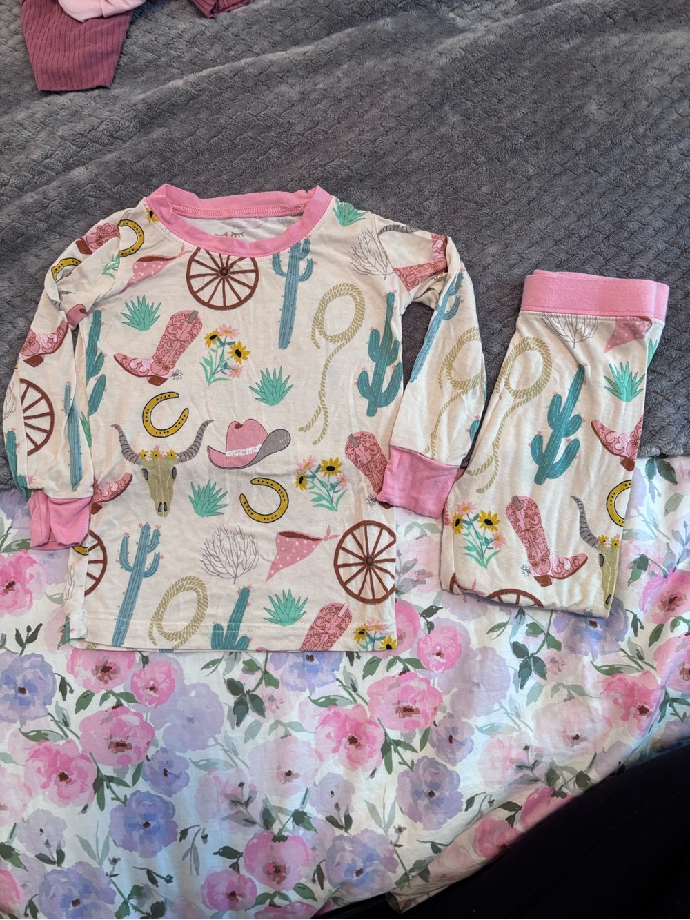 Little Sleepies Pink Western Pajama Set. 12-18 Months.